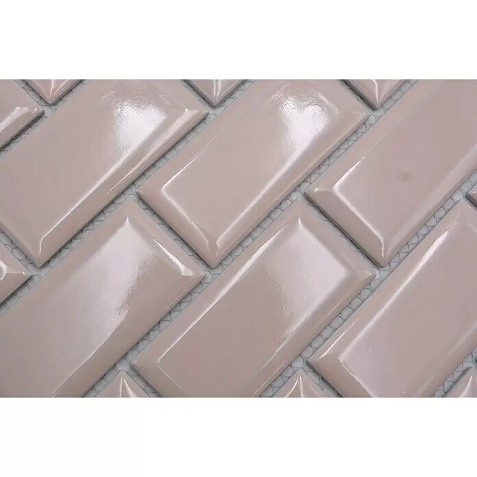 Mosaikfliese Metro Uni CG M19TR - 29,1 x 29,6 cm, zartrosa, Glänzend - Detailaufnahme
