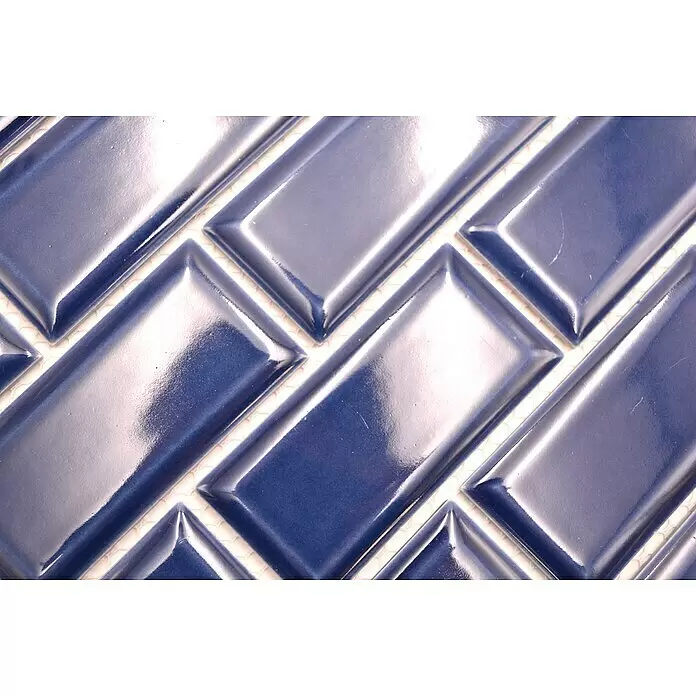 Mosaikfliese Metro Uni CG M13K - 29,1 x 29,6 cm, kobaltblau, Glänzend - Detailaufnahme