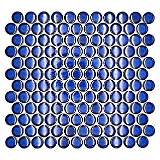 Mosaikfliese Knopf Uni 51G (33 x 31,2 cm, Kobaltblau, Glänzend)