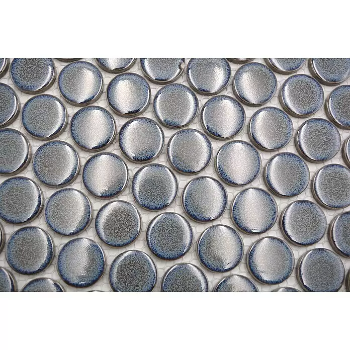 Mosaikfliese Knopf Uni 41G - 33 x 31,2 cm, graublau, Glänzend - Detailaufnahme