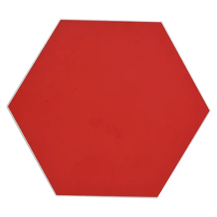 Selbstklebemosaik Hexagon Uni SAMT CHA1R - 15,2 x 17,2 cm, Rot, Matt - Rotes, sechseckiges Stoppschild mit weißem Rand, ein auffälliges Verkehrsschild für Sicherheit und Ordnung im Straßenverkehr.
