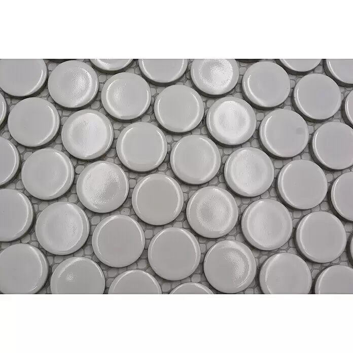 Mosaikfliese Knopf Uni 10G - 33 x 31,2 cm, Weiß, Glänzend - Detailaufnahme
