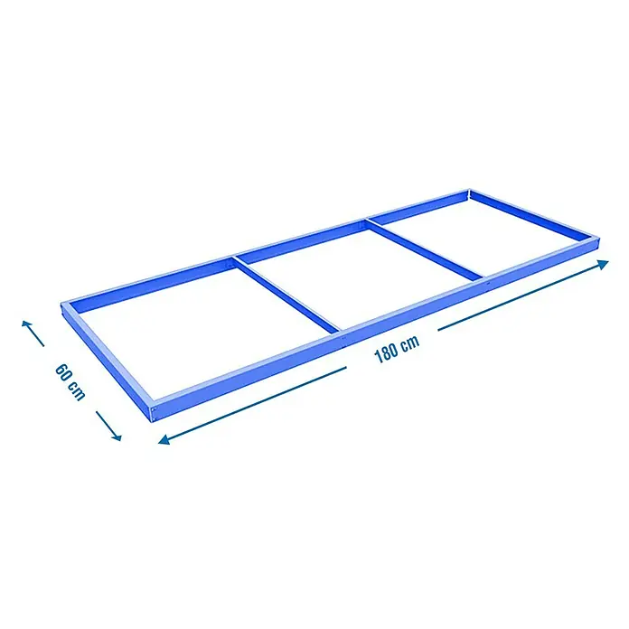 Simonrack Simonforte Estante adicional - L x An: 180 x 60 cm, Azul - Ilustración de un marco metálico azul, de 180 cm de largo y 60 cm de ancho, ideal para proyectos de construcción o como base.