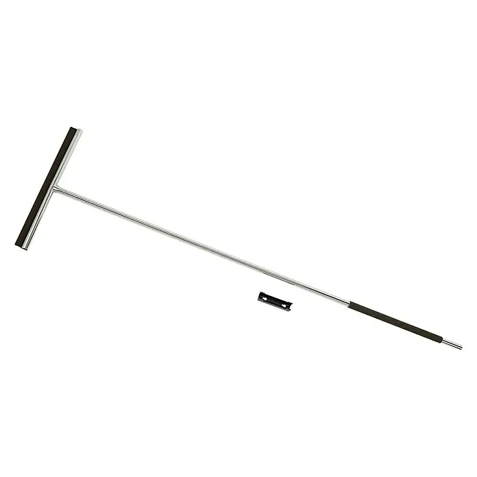 Wenko Bad-& Duschabzieher - Länge: 133 cm, Edelstahl/Schwarz, Matt - Ein Chrom-T-förmiger Fensterabzieher mit einem schwarzen Gummibalken und einem Griff mit schwarzem Bezug für eine einfache Reinigung.