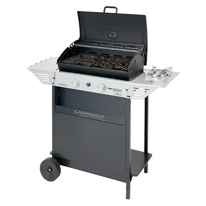Campingaz Barbacoa de gas XPERT 200 LS Plus Rocky - Superficie de la parrilla (An x Pr): 54,5 x 34,5 cm, 8,2 kW, Número de quemadores: 2 - Barbacoa de gas Campingaz: La Xpert 200LS Rocky ofrece una parrilla versátil y una construcción robusta para uso en exteriores.
