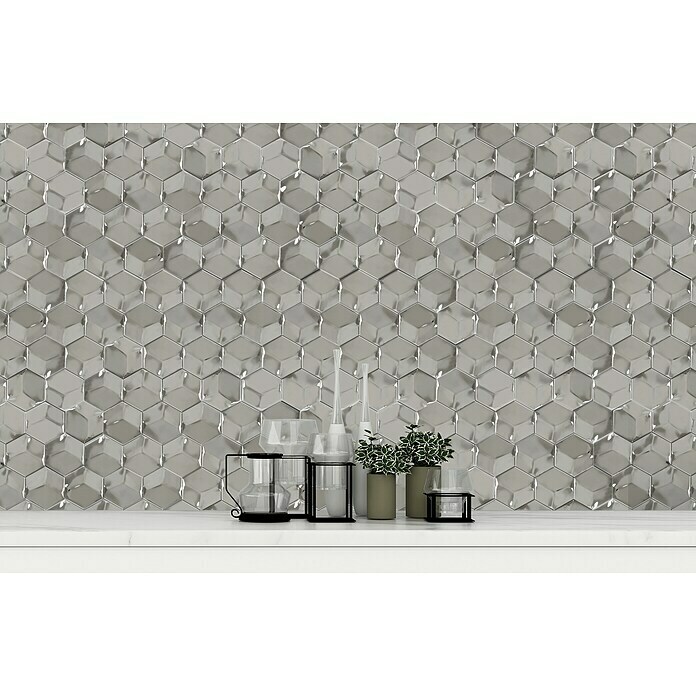 Mozaik pločica Hexagon HXM 10SG  (26,2 x 23 cm, Srebrne boje, Sjaj) | BAUHAUS