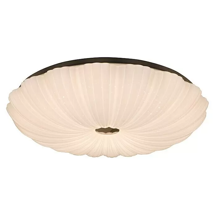 MegaLight LED-Deckenleuchte rund SHINING CORAL - 24 W, Ø x H: 49 x 9,5 cm, Weiß, Mehrfarbig - Ovale weiße Deckenleuchte mit Faltenstruktur und schimmernden Lichtpunkten.
