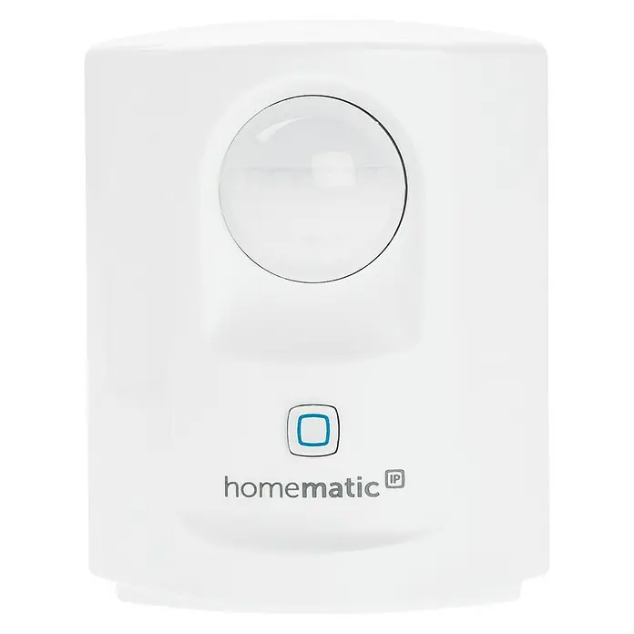 Homematic IP Funk-Bewegungsmelder HmIP-SMI - Weiß, 34 x 52 x 65 mm, Batteriebetrieben - Nahaufnahme eines weißen Homematic IP Bewegungsmelders für den Innenbereich.