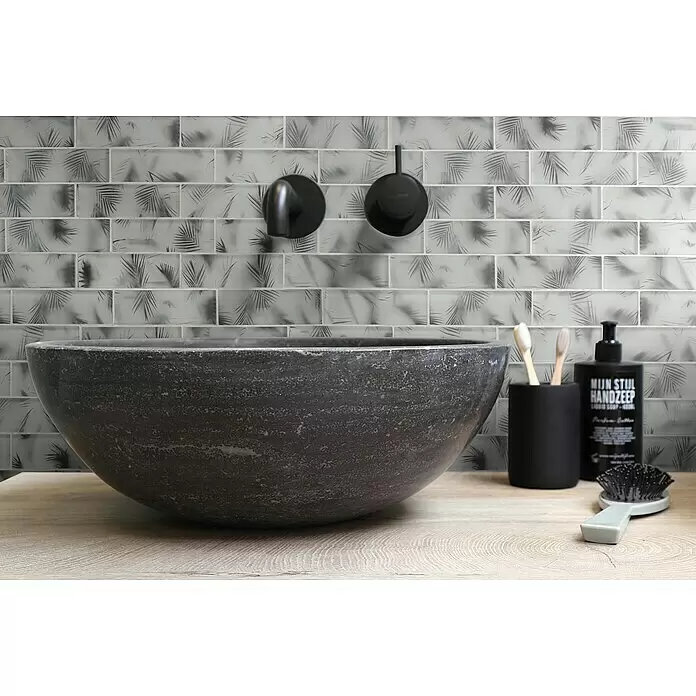 Mosaikfliese Rechteck Crystal XCM HL25 - 29,8 x 29,8 cm, Schwarz, Matt - Stimmungsaufnahme