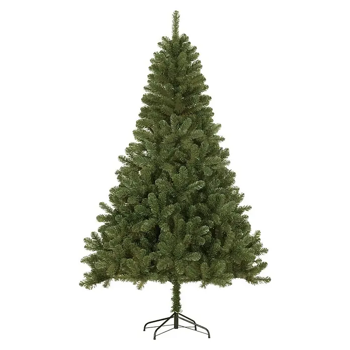 Künstlicher Weihnachtsbaum Canmore - Höhe: 185 cm, Grün - Grüner künstlicher Weihnachtsbaum auf einem schwarzen Hintergrund, ideal für die Weihnachtszeit.