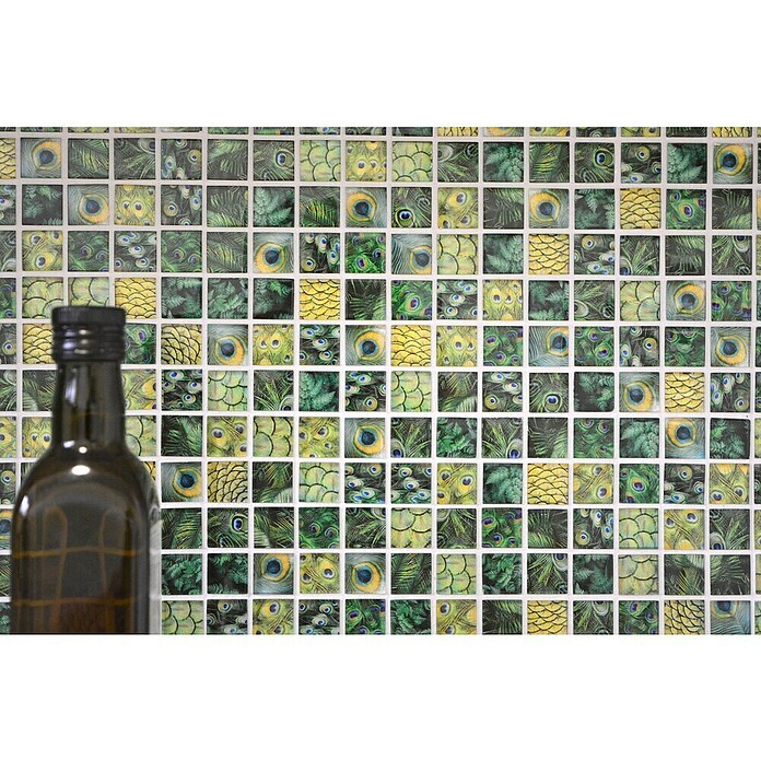 Mozaik pločica Quadrat Crystal Wildlife XCM WL84  (29,8 x 29,8 cm, Zelena, Sjaj) | BAUHAUS