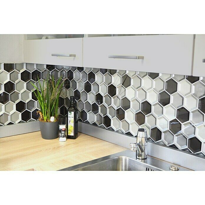 Mozaik pločica Hexagon Crystal XBH HX159  (22,5 x 26,5 cm, Smeđe-bijele boje, Sjaj) | BAUHAUS