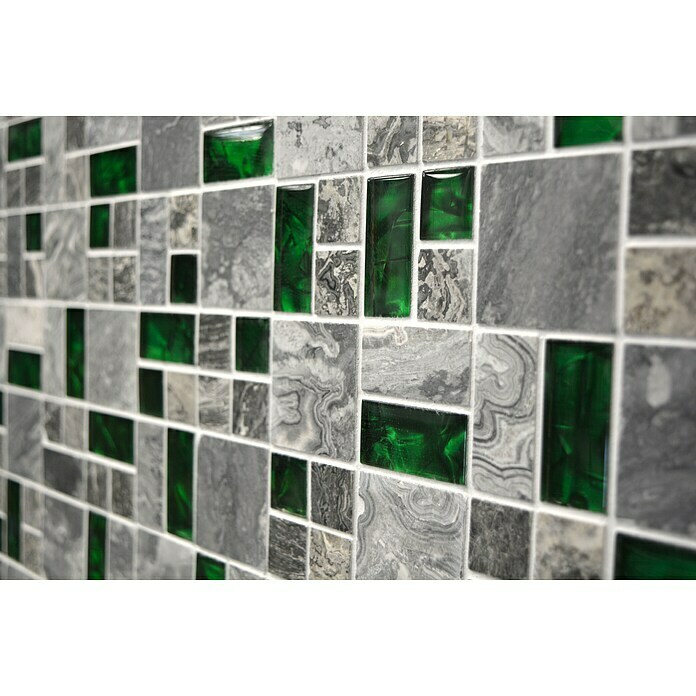Mozaik pločica Kombi Crystal XCM MC509  (30 x 30 cm, Sivo/Zelena) | BAUHAUS