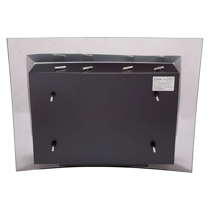 Purline Chimenea de bioetanol Thea - L x An x Al: 14 x 63,5 x 48 cm, Cromo - Vista del producto de la elegante chimenea de bioetanol con marco plateado y respaldo negro para montaje en pared.