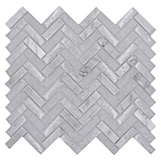 Mozaik pločica Fischgrät Crystal Mix XIC HB1511 (26,3 x 29,3 cm, Bijelo-sive boje, Sjaj)