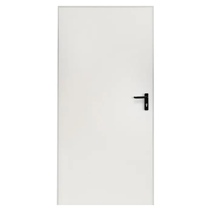 FM Türen Mehrzwecktür MZ41-07 - 99,5 x 201 cm, DIN Anschlag: Links, Weiß - Weiß lackierte Innentür mit schwarzem Türgriff, ideal für moderne Wohnräume, die auf schlichtes Design Wert legen.