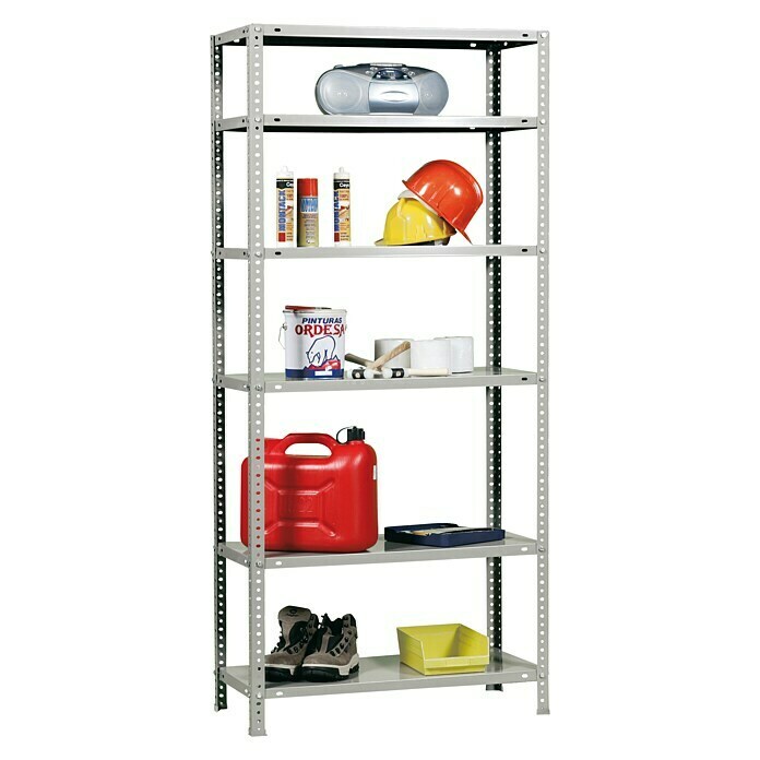 Simonrack Simonclassic Metallregal (L x B x H: 40 x 90 x 200 cm, Traglast: 75 kg/Boden, Anzahl Böden: 6 Stk., Silber)