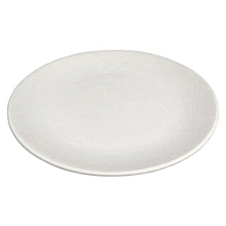 Plato redondo Plano (Diámetro: 25 cm, Yeso, Blanco)