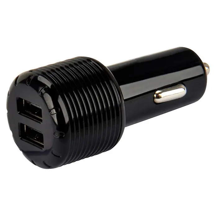 Cartrend USB-Kfz-Ladegerät Schnellladestecker - Farbe: Schwarz, Leistung: 18 W - Schwarzer USB-KFZ-Adapter mit zwei USB-Anschlüssen zum Aufladen von Geräten im Auto. Praktisches Zubehör.
