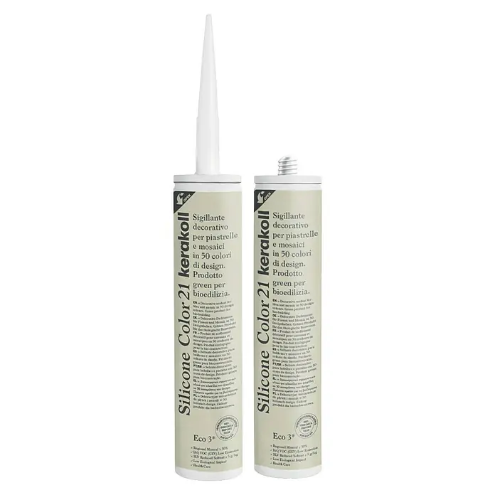 Kerakoll Silicona universal Color - Tono de color: 21, 310 ml - Dos tubos de sellador Kerakoll Silicone Color 21, ideal para trabajos decorativos de azulejos y mosaicos en 50 colores.