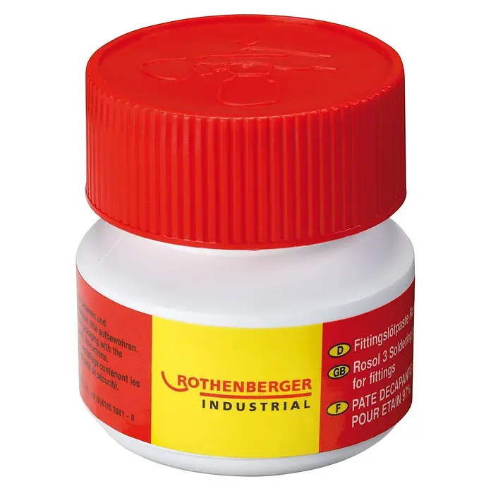 Rothenberger Industrial Fittingslötpaste ROSOL 3 - 100 mg - Abbildung einer Dose Rothenberger Rosol 3 Lötfett für die Installation, geeignet für Lötverbindungen.
