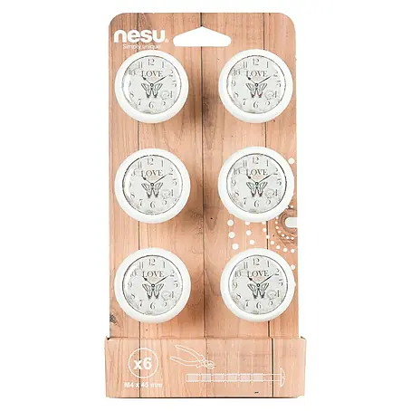 Nesu  Pomo para muebles Reloj Love 6 uds.