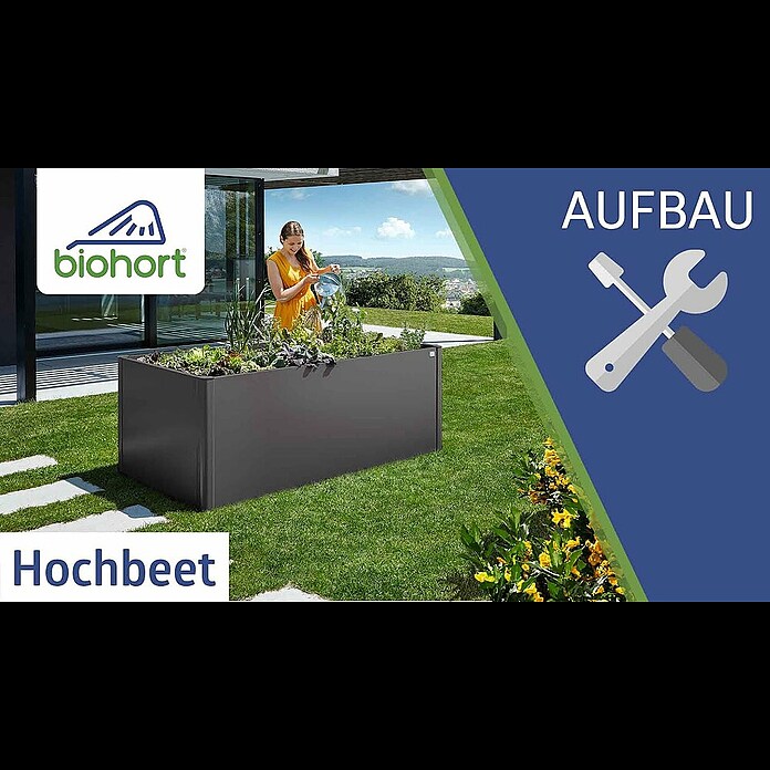 Biohort Hochbeet 2 x 0,5 (201 x 53 x 77 cm, Stahl, Dunkelgrau Metallic) | BAUHAUS