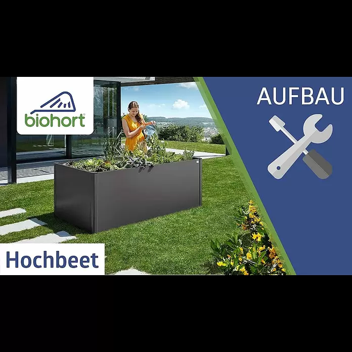 Biohort Hochbeet - 53 x 152 x 77 cm, Stahl, Quarzgrau Metallic - Biohort HochBeet - schneller Aufbau unter 10 Minuten
