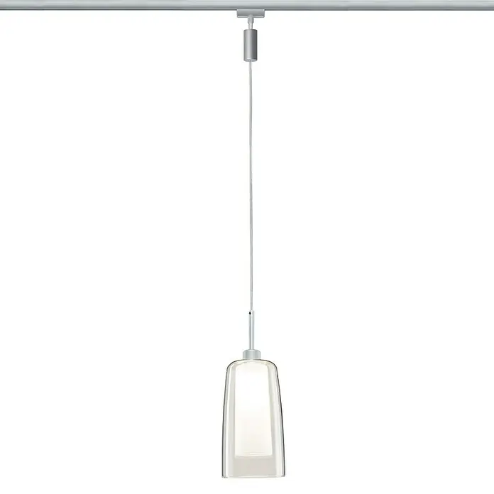 Paulmann URail Lámpara colgante LED Arido II - 5 W, Color de luz: Blanco cálido, Altura: 20 cm - Elegante lámpara colgante con vidrio transparente, suspendida de una varilla delgada para una iluminación elegante.