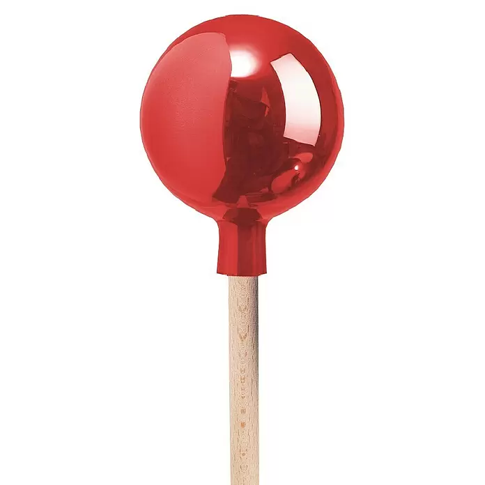 Windhager Glaskugel - Durchmesser: 12 cm, Rot - Rote glänzende Kugeldekoration auf einem Holzstab.