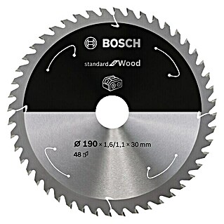 Bosch Cirkelzaagblad Standard for Wood (Diameter: 190 mm, Boorgat: 30 mm, Aantal tanden: 48 tanden)