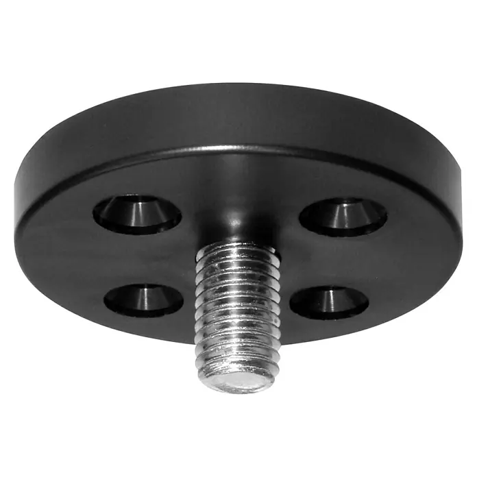 Wagner System Anschraubplatte - Gesamtumfang: 24 -tlg., Durchmesser: 50 mm, Kunststoff - Schwarze, runde Montageplatte mit vier Senkbohrungen und einem mittigen Gewindebolzen für sichere Befestigung.