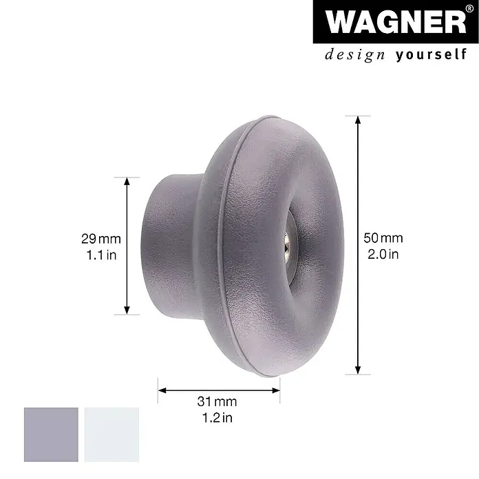 Wagner System Garderobenhaken-Set DOT - Ø x H: 50 x 30 mm, Schiefergrau, Lichtgrau, 4 Stk. - Grauer Möbelknopf mit den Maßen 50 mm Höhe, 31 mm Breite und 29 mm Tiefe für stilvolle Akzente an Möbeln.