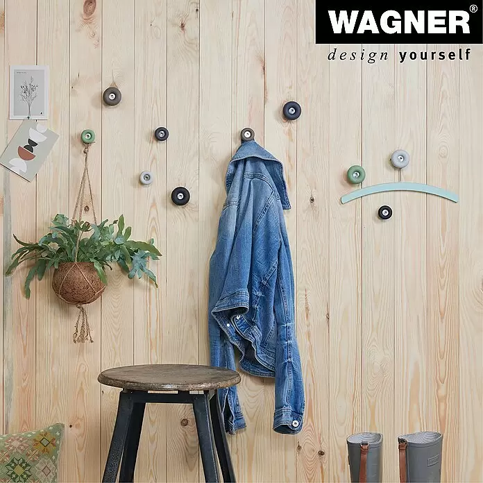 Wagner System Garderobenhaken-Set DOT - Ø x H: 50 x 30 mm, Schiefergrau, Lichtgrau, 4 Stk. - Stimmungsaufnahme