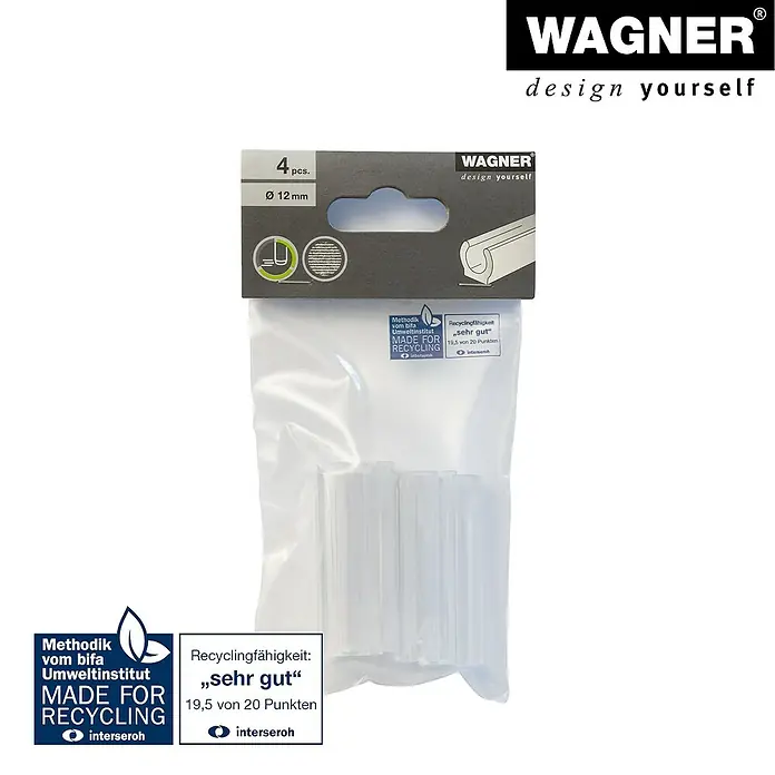 Wagner System Klemmschalengleiter - Durchmesser: 12 mm, Kunststoff, 4 Stk. - Wagner Design-Dich-Selbst: Eine Packung mit vier transparenten, zylindrischen Kabelkanälen mit einem Durchmesser von 12 mm.