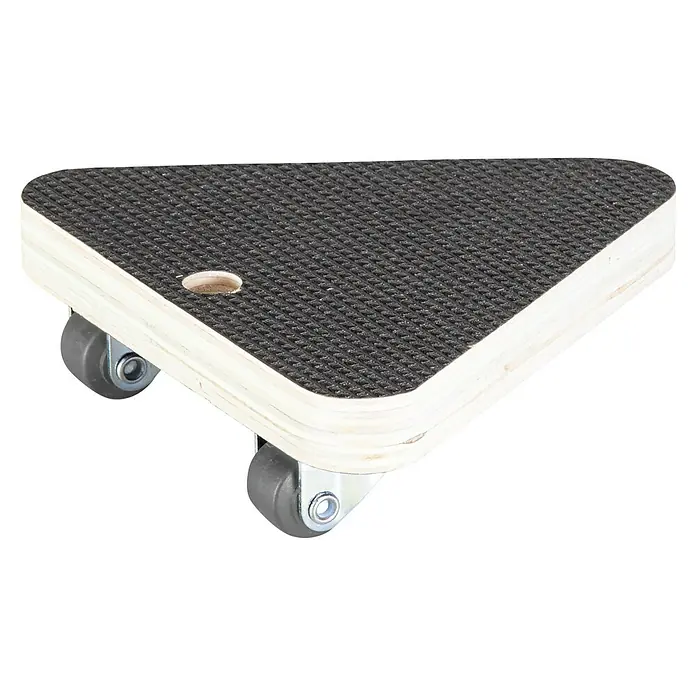 Wagner System Transportroller MM1314 - L x B x H: 140 x 140 x 43 mm, Traglast: 100 kg, Holz, Braun - Dreieckiges Möbelroller-Board mit Anti-Rutsch-Belag und drei Rollen für einfaches Bewegen schwerer Gegenstände.