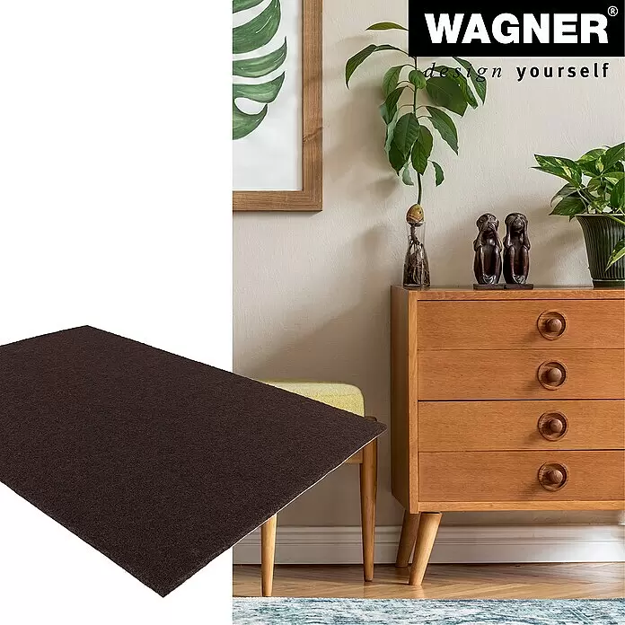 Wagner System Bodenschutzmatte Filz - L x B: 420 x 297 mm, Braun - Dunkelbrauner rechteckiger Filzgleiter, abgewinkelt, zum Möbelschutz.