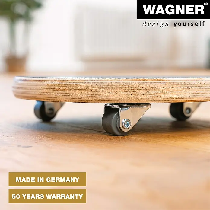 Wagner System Transportroller MM1315 - L x B x H: 200 x 200 x 43 mm, Traglast: 100 kg, Holz - Wagner Pflanzenroller aus Holz mit grauen Rollen für einfaches Verschieben von Blumentöpfen und Möbeln. Robuste Ausführung mit 50 Jahren Garantie.