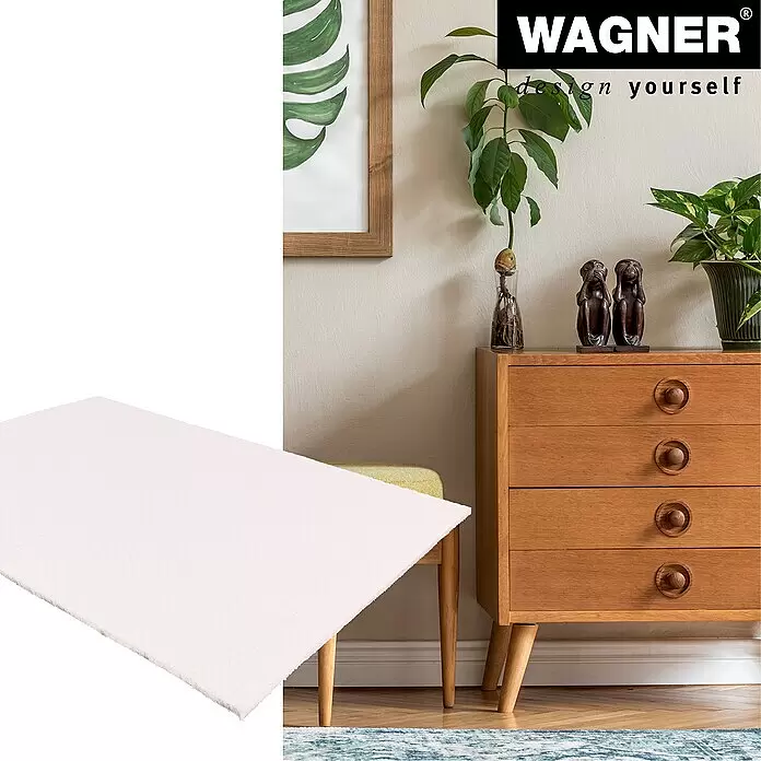 Wagner System Bodenschutzmatte Filz - L x B: 420 x 297 mm, Weiß - Schräg liegende weiße rechteckige Platte mit leichter Textur im Vordergrund.
