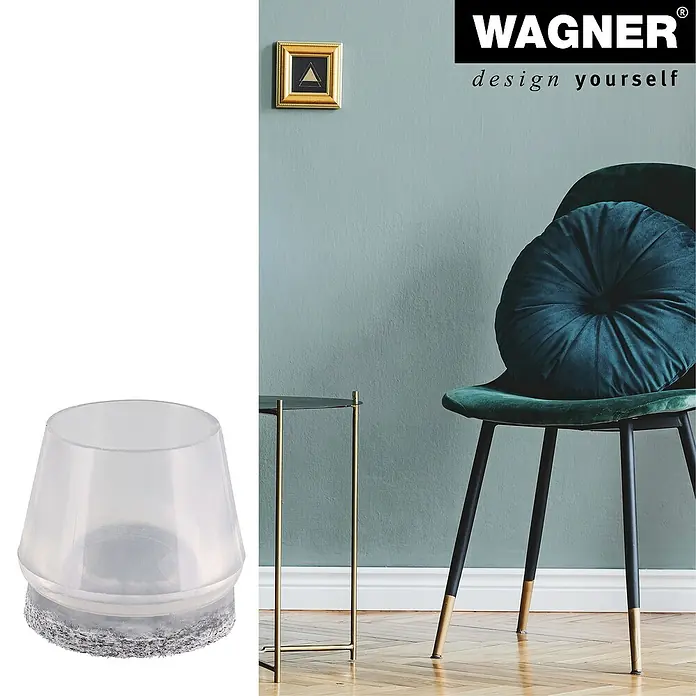 Wagner System Rohrkappen Filz - Durchmesser: 24 mm, Transparent, 24 Stk. - Möbelschutz: Transparente Stuhlbeinkappe mit Filzgleiter für sanftes Gleiten und Schutz vor Kratzern auf Böden.