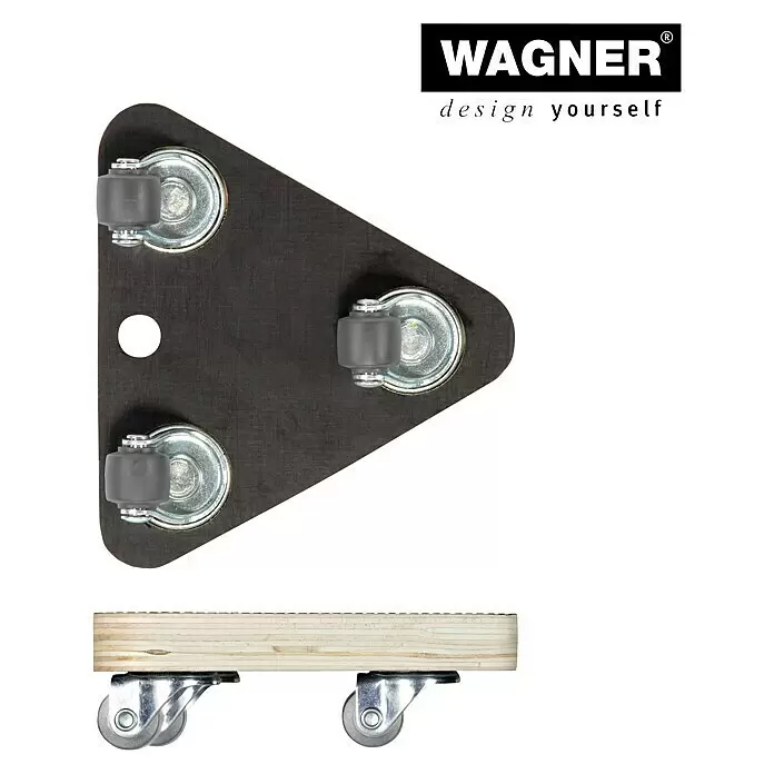 Wagner System Transportroller MM1314 - L x B x H: 140 x 140 x 43 mm, Traglast: 100 kg, Holz, Braun - Ansicht von unten
