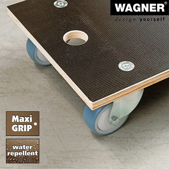 Wagner System Transportroller MM1085 - L x B x H: 300 x 575 x 120 mm, Traglast: 400 kg, Holz - Möbelroller mit Maxi Grip Oberfläche & wasserabweisend, ideal für den Transport schwerer Gegenstände. Robuste Bauweise für zuverlässigen Einsatz.
