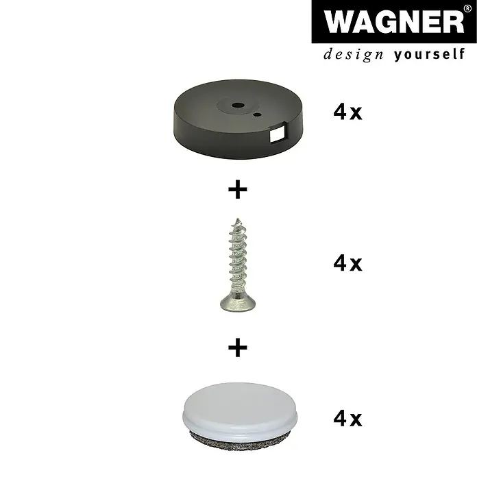 Wagner System Filzgleiter Duo Ultrasoft/Hyper - Durchmesser: 30 mm, 4 Stk., Mit Schraube - Wagner Möbelgleiter Set: 4x Möbelgleiter, Schrauben und Filzgleiter für individuelles Möbeldesign und Schutz Ihrer Böden.