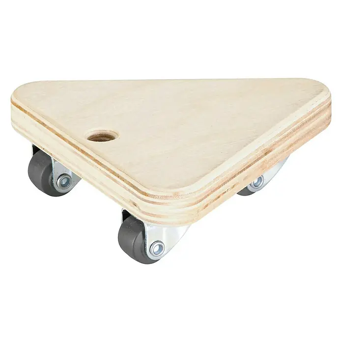 Wagner System Transportroller MM1313 - L x B x H: 140 x 140 x 43 mm, Traglast: 100 kg, Holz, Beige - Dreieckiges Möbelroller-Transportbrett aus Holz mit Rollen. Ideal für den einfachen Transport von Möbeln und schweren Gegenständen.