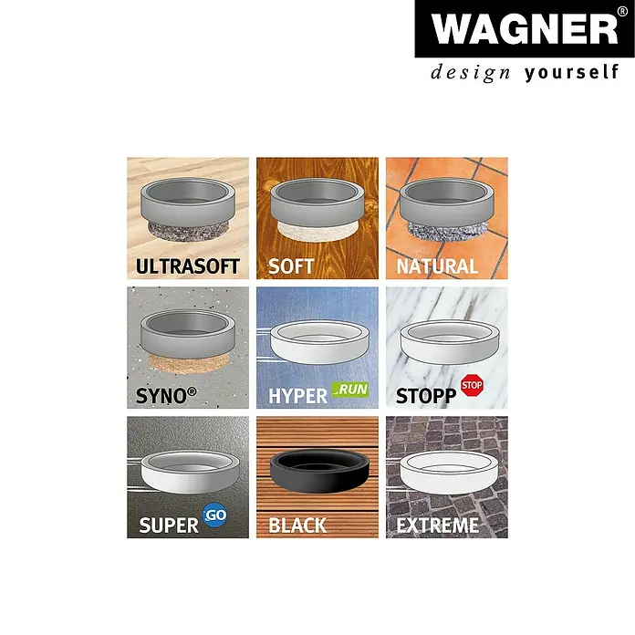 Wagner System Filzgleiter Hyper Slim - Durchmesser: 17 mm, 4 Stk., Mit Schraube - Wagner Design Bodengleiter: Ultrasoft, Soft, Natural, Syno, Hyper Run, Stopp, Super Go, Black, Extreme für verschiedene Bodenarten.