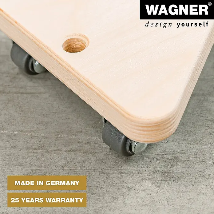 Wagner System Transportroller MM1313 - L x B x H: 140 x 140 x 43 mm, Traglast: 100 kg, Holz, Beige - Wagner Möbelroller aus Holz mit grauen Rollen, robust und langlebig für den einfachen Transport von Gegenständen im Haus.
