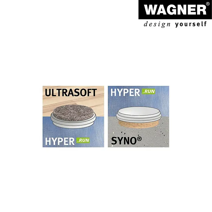 Wagner System Filzgleiter Basis Lounge - Durchmesser: 30 mm, 4 Stk., Quadratisch - Produktabbildung von Wagner Möbelgleitern, die mit ihrer Technologie "Hyper-Run" für ein leichtes Bewegen der Möbel sorgen.