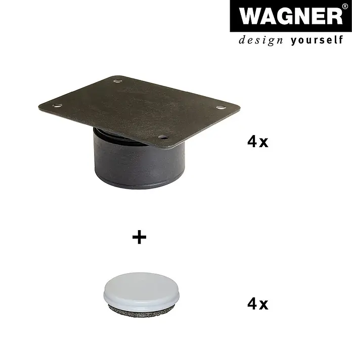 Wagner System Filzgleiter Basis Lounge - Durchmesser: 30 mm, 4 Stk., Quadratisch - Produktbild: Wagner Möbelgleiter-Set für Möbel. Das Set enthält Möbelgleiter für verschiedene Oberflächen für den Innenbereich.