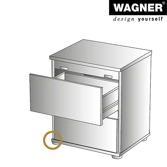 Wagner System Filzgleiter Basis Lounge - Durchmesser: 30 mm, 4 Stk., Quadratisch - Darstellung einer Kommode mit offenen Schubladen. Praktisches und stilvolles Möbelstück für jeden Raum mit ausreichend Stauraum.