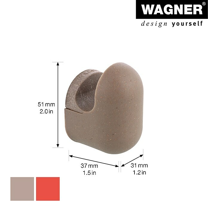 Wagner System Garderobenhaken-Set Hooks4Home klein & groß (L x B x H: 51 x 37 x 31 mm, 4 Stk., Taupe/Koralrot) | BAUHAUS